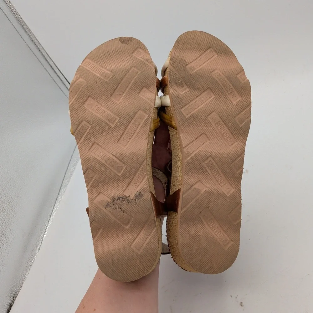 Pikolinos Mahon W9E-0654C1 Cuero Leather Wedge Sandals Brown Multi Womens 40